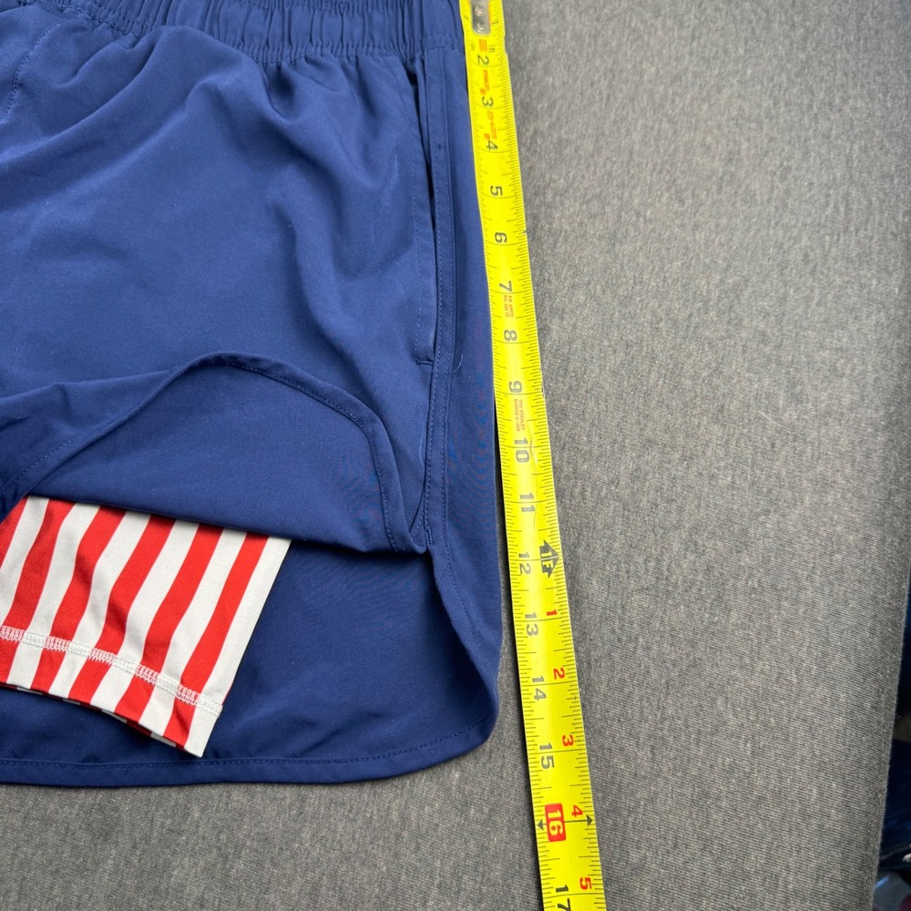 BCG Running Shorts Mens Medium Navy Blue American Flag Liner 2-in-1 Athletic - Picture 5 of 9